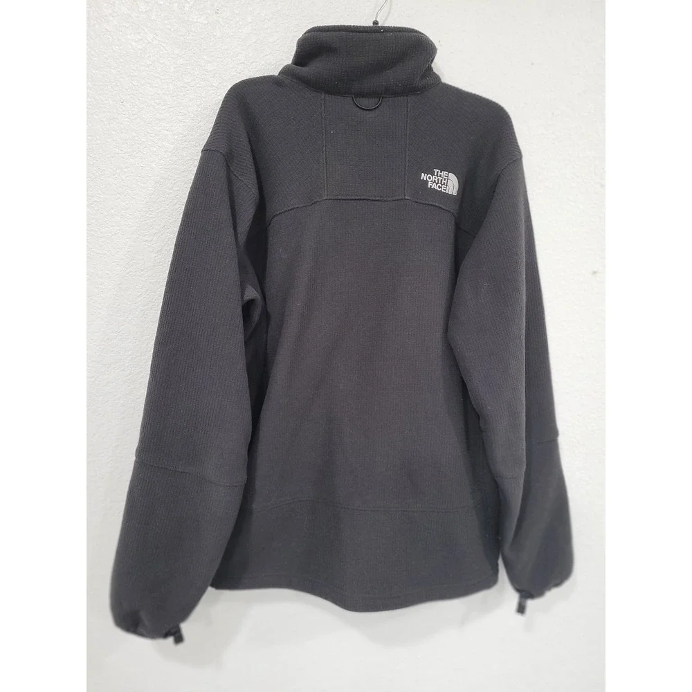 The North Face Mens Black Full Zip Grid Fleece Jacket Size Medium M Textured #23